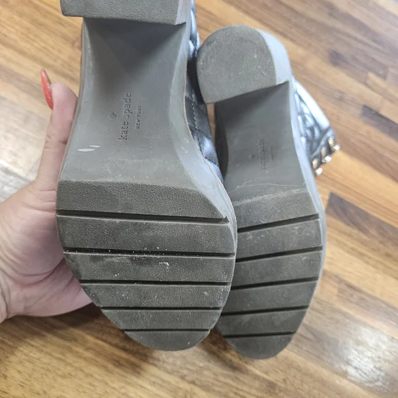 Kate Spade Black Quilted Lace-Up Heeled Boots - Picture 8 of 10